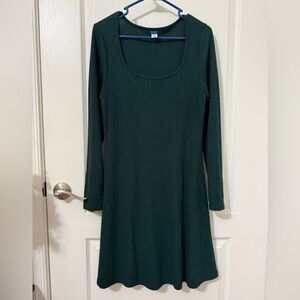 Old Navy Green Scoop Neck Long Sleeve Dress Size Medium